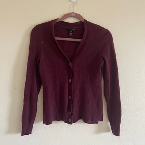 Bloomingdale aqua cashmere Cardigan burgundy red size small